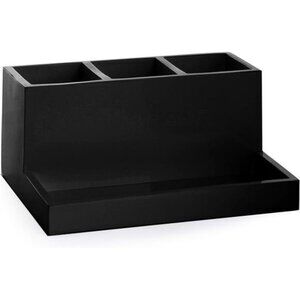 Matte black organizer 3 compartment makeup brush holder toothbrush holder tray
